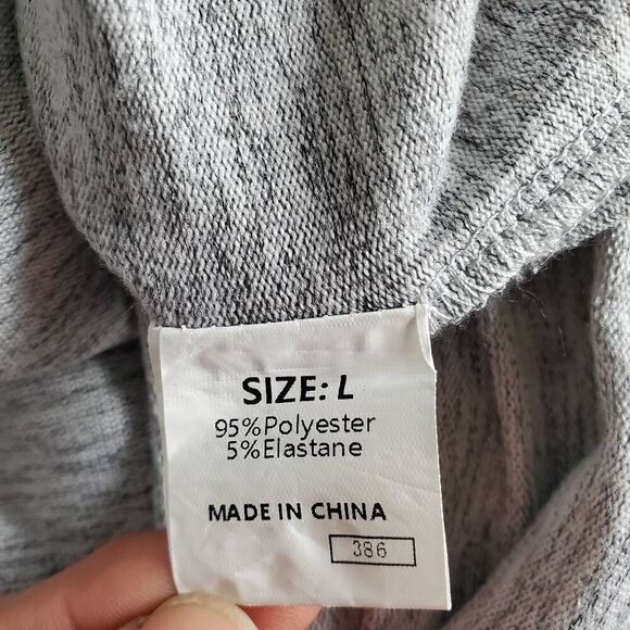 Gray Ribbed Balloon Sleeve Lightweight Sweater Top Size Large - Picture 4 of 5